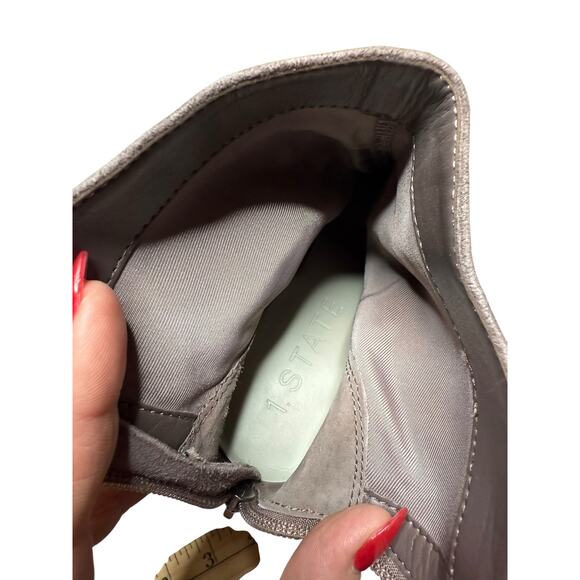 1.STATE Taupe Gray Suede Slouchy Ankle Booties Block Heel Size 8.5 - Picture 11 of 11